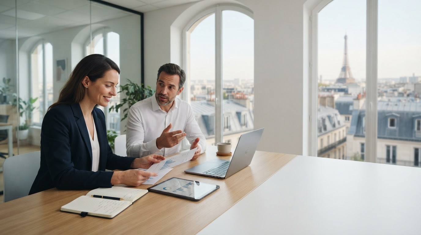 Solide Rentélance — professionnel analysant des données financières en mobilité